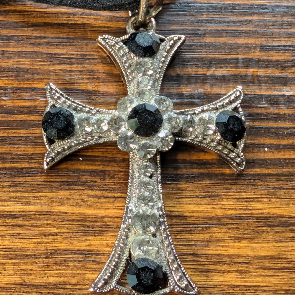 Silver and Black Cross Pendant
